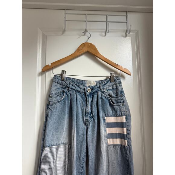 One Teaspoon Womens Smiths Low Waist Wide Leg Denim Jeans Slouchy Multi Pocket - Picture 6 of 14